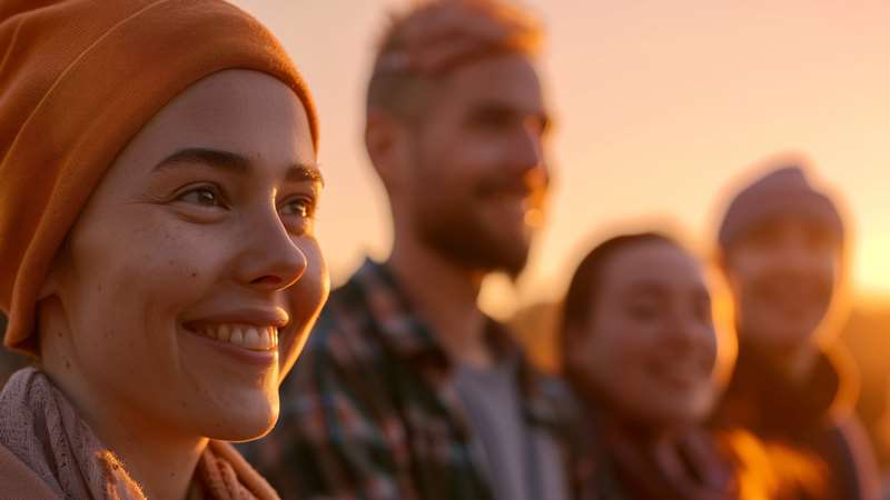 Group of teens smiling outdoors
