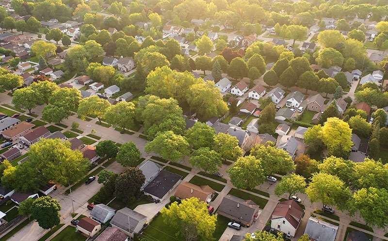 Aerial view of Milwaukee neighborhood