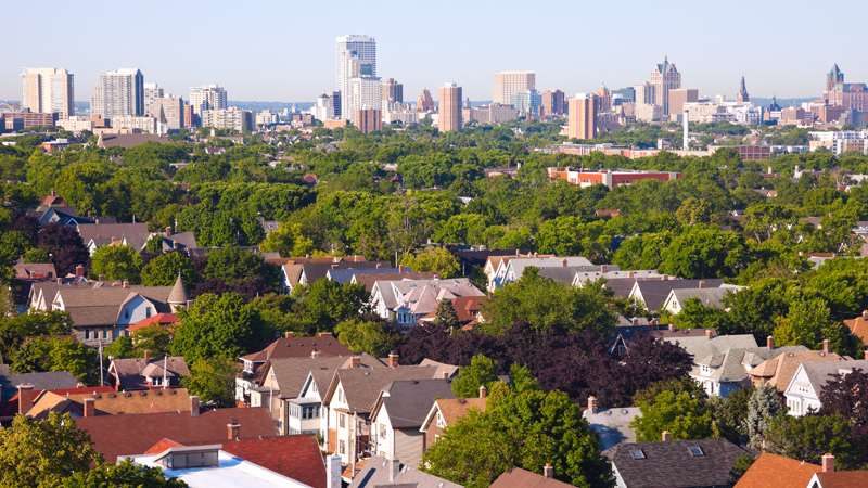Aerial view of Milwaukee