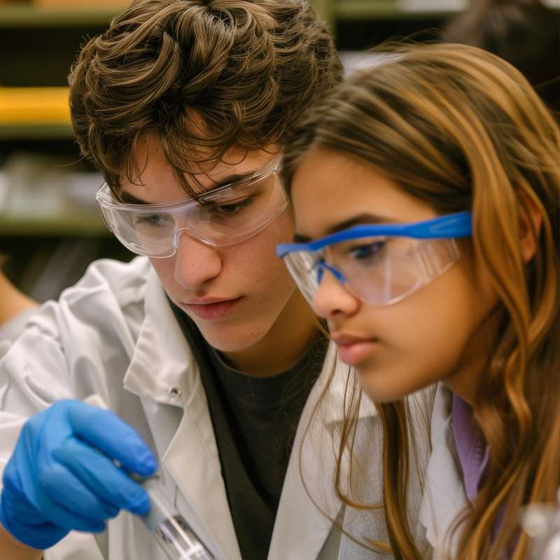 High School Students in Science Lab