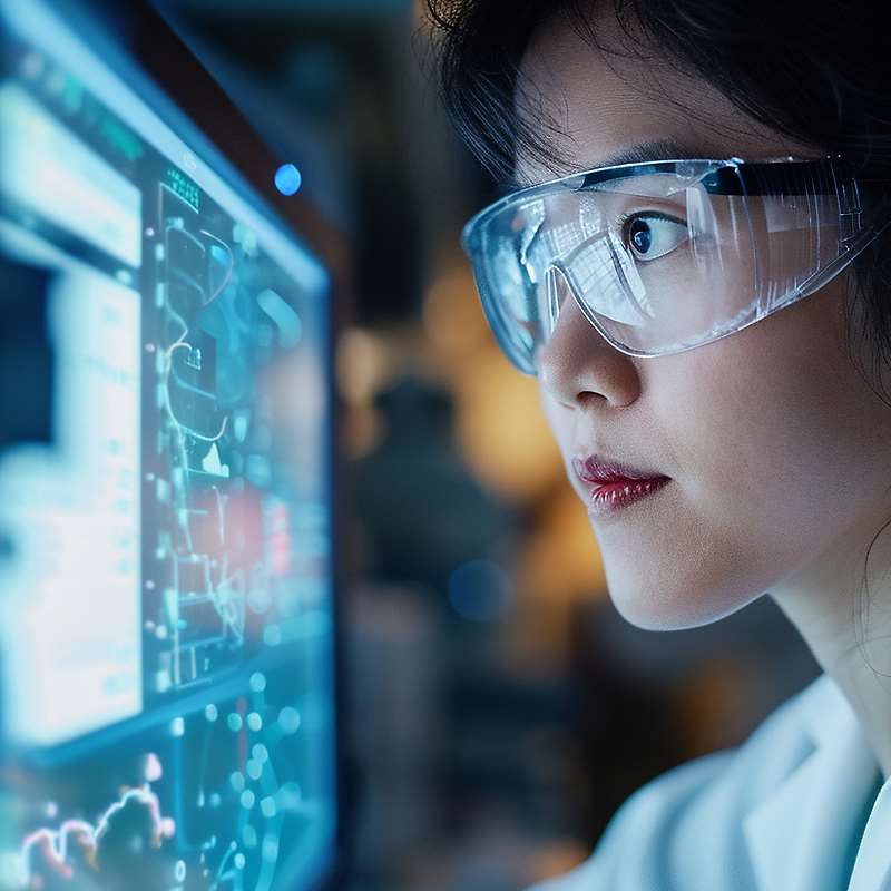 Scientist with Protective Glasses