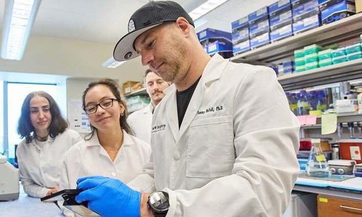 Lab workers doing research