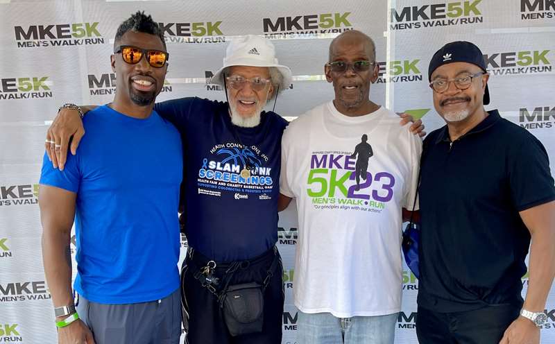 MCW Cancer Center’s Ambrose Wilson-Brown with Health Griots William Harrell, Eddie Brooks, and Dennis McMurray.