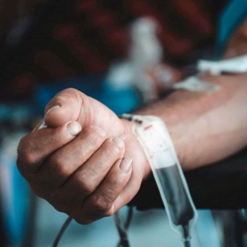Patient getting blood transfusion